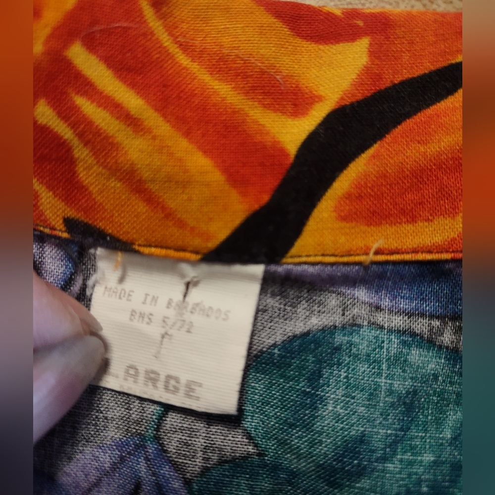 Vtg Mens Fun IslandHawaiian Shirt Excellent Sz Large Colorful Cotton Barbados - Picture 3 of 6